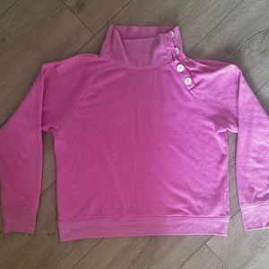 J.Crew Sweater Women Pink  Wide Button Collar Pullover Sweatshirt